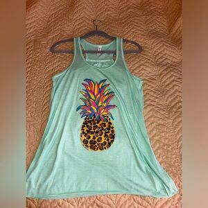Boutique Tank Top- Leopard print pineapple